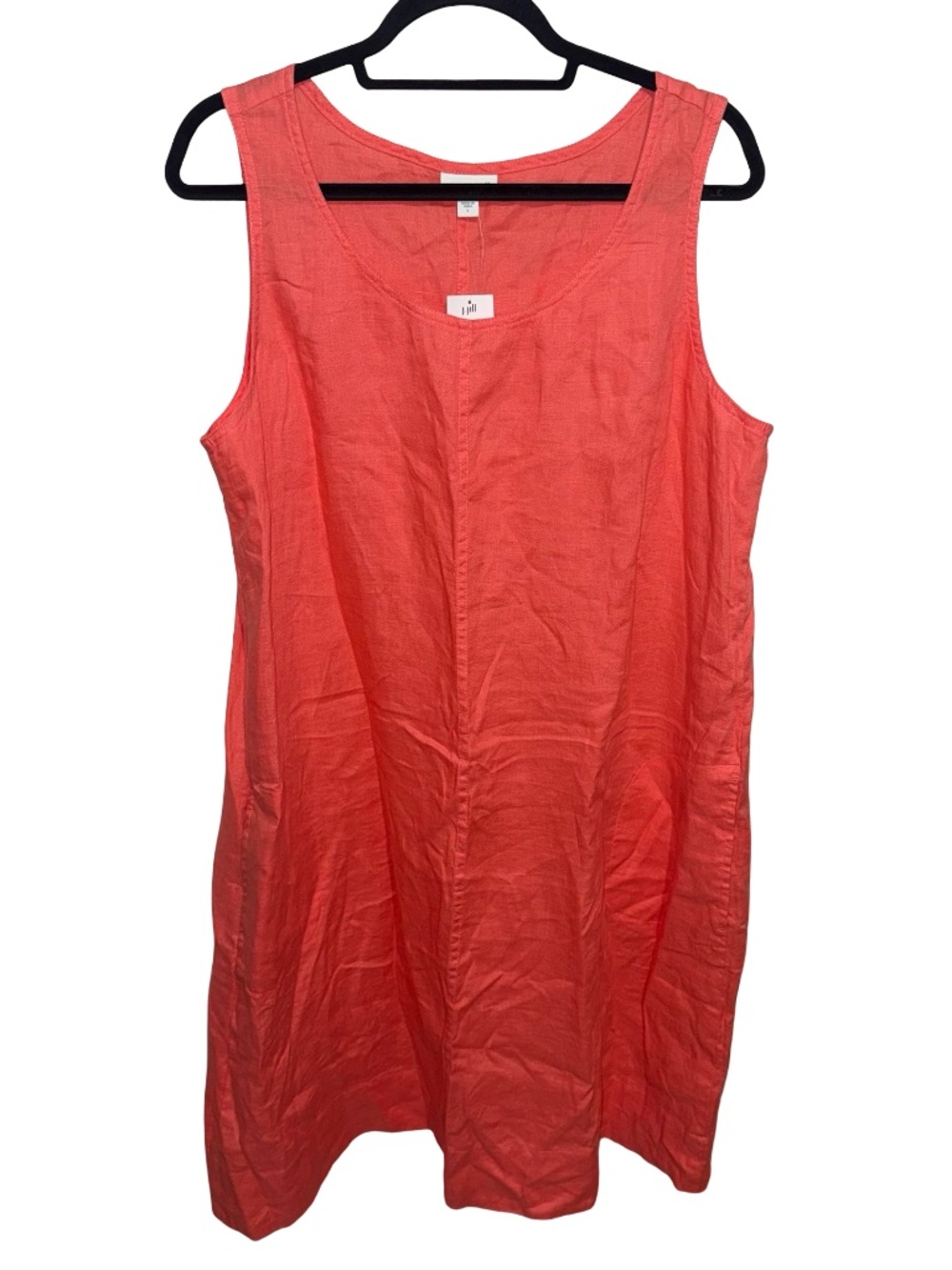 J.Jill Love Linen Coral Shift Midi Sleeveless Dress Sz L NWT